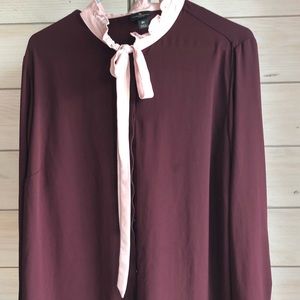 Worthington Front Tie Button Down Blouse